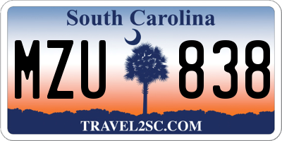 SC license plate MZU838