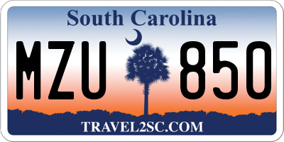 SC license plate MZU850