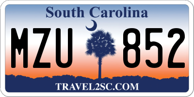 SC license plate MZU852