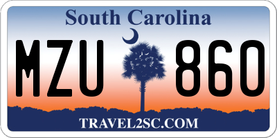 SC license plate MZU860