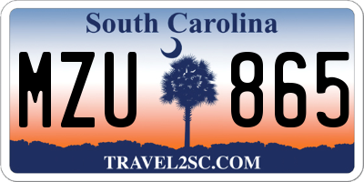 SC license plate MZU865