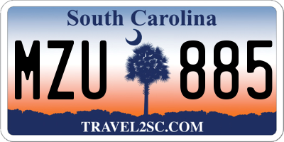 SC license plate MZU885