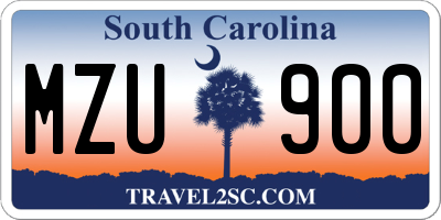 SC license plate MZU900