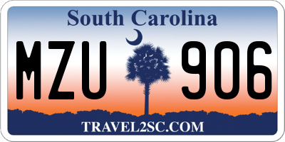 SC license plate MZU906