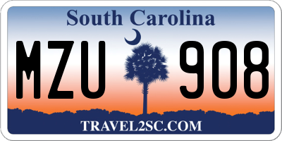 SC license plate MZU908