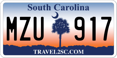 SC license plate MZU917