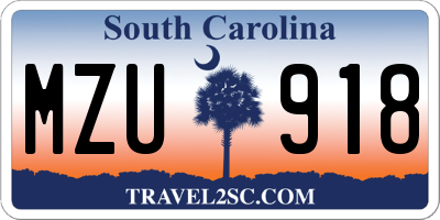 SC license plate MZU918