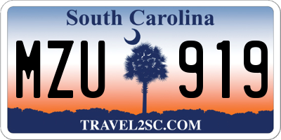SC license plate MZU919