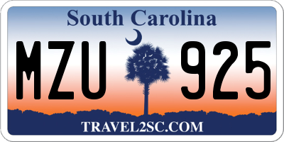 SC license plate MZU925