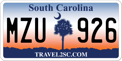 SC license plate MZU926