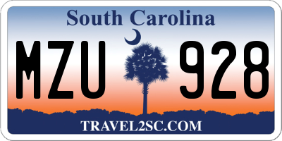 SC license plate MZU928