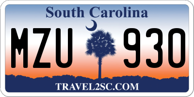 SC license plate MZU930