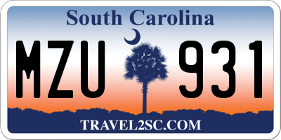SC license plate MZU931