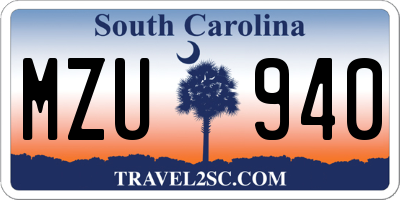 SC license plate MZU940