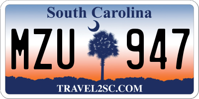 SC license plate MZU947
