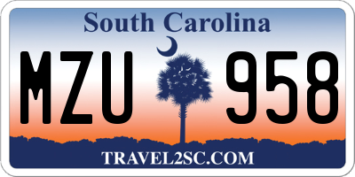 SC license plate MZU958
