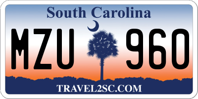 SC license plate MZU960