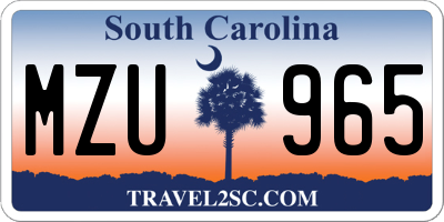 SC license plate MZU965