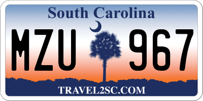 SC license plate MZU967