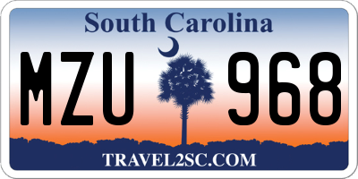 SC license plate MZU968