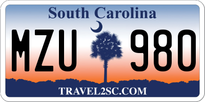SC license plate MZU980