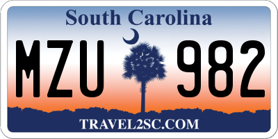 SC license plate MZU982