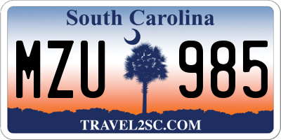 SC license plate MZU985