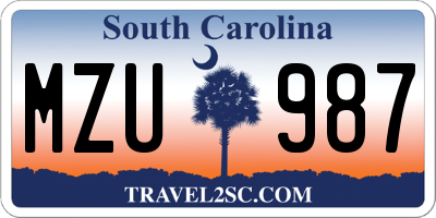 SC license plate MZU987