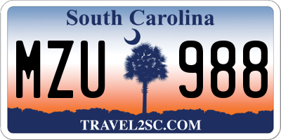 SC license plate MZU988