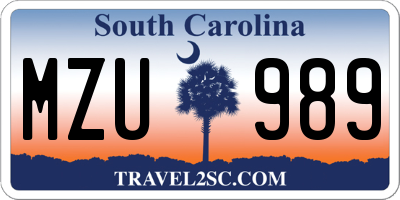 SC license plate MZU989