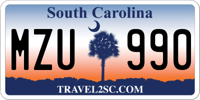 SC license plate MZU990