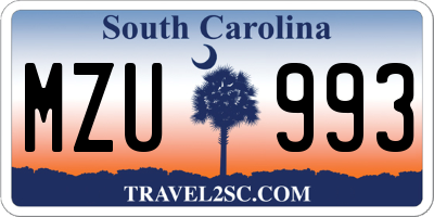 SC license plate MZU993