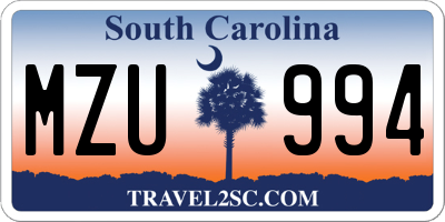 SC license plate MZU994