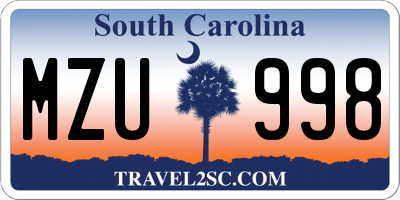SC license plate MZU998