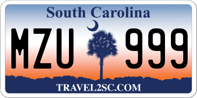 SC license plate MZU999