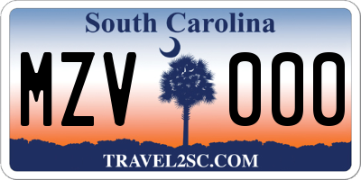 SC license plate MZV000