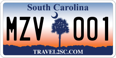 SC license plate MZV001