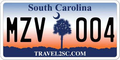 SC license plate MZV004