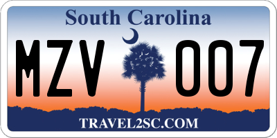 SC license plate MZV007