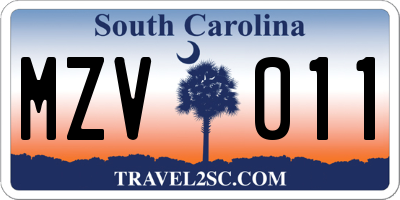 SC license plate MZV011