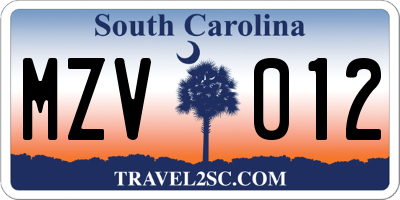 SC license plate MZV012