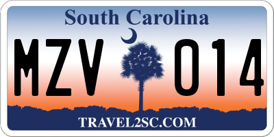 SC license plate MZV014