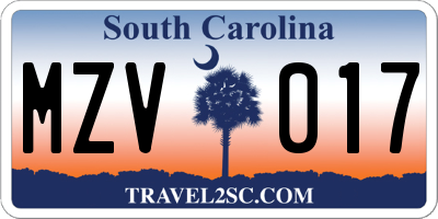 SC license plate MZV017
