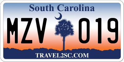 SC license plate MZV019