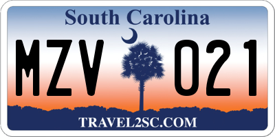 SC license plate MZV021