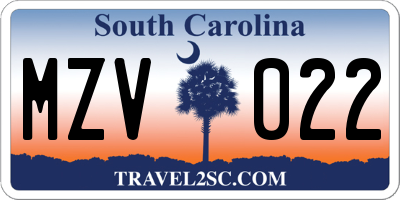 SC license plate MZV022