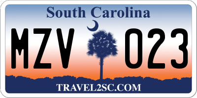 SC license plate MZV023
