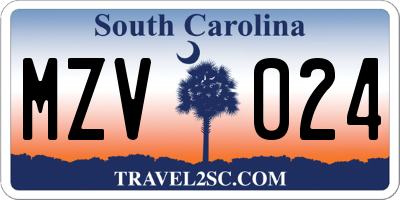 SC license plate MZV024