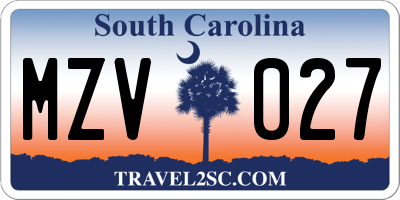 SC license plate MZV027