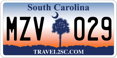 SC license plate MZV029